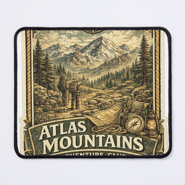 Item preview, Atlas Mountains Adventure Club Vintage Hiking Badge | Morocco Outdoors designed and sold by FantasyFlicker.