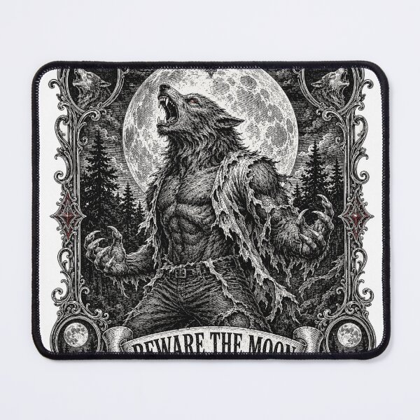 Item preview, The Wolfman Beware the Moon - Gothic Werewolf Woodcut designed and sold by Riah Studio.