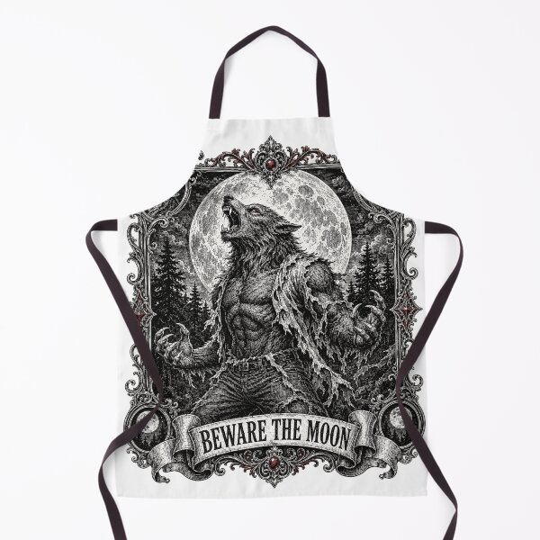 Item preview, The Wolfman Beware the Moon - Gothic Werewolf Woodcut designed and sold by Riah Studio.