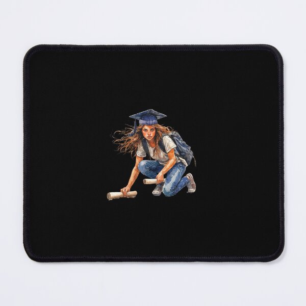 Item preview, Female Graduate Kneeling with Diploma Illustration designed and sold by Pioneer Spirit Market.