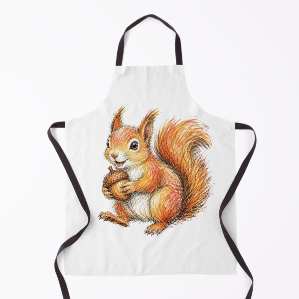 Item preview, Red Squirrel Holding an Acorn | Colorful Hand Drawn Ink Sketch designed and sold by PnrArtDesign.