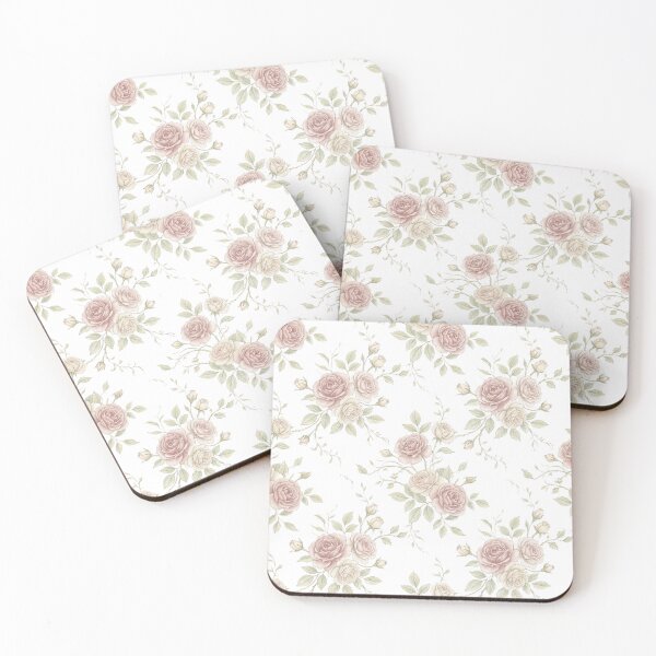 Item preview, Vintage Pink and White Roses on Black designed and sold by Opal Aura .