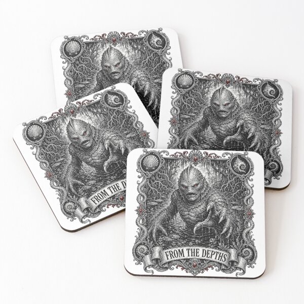 Item preview, Creature From the Depths - Gothic Sea Monster Woodcut designed and sold by Riah Studio.