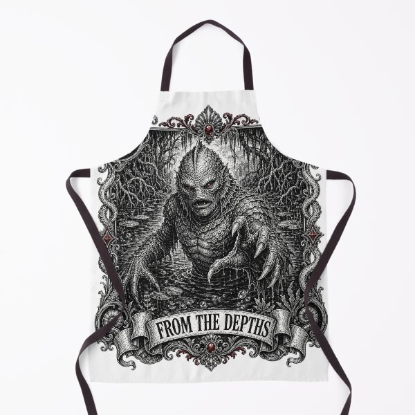 Item preview, Creature From the Depths - Gothic Sea Monster Woodcut designed and sold by Riah Studio.