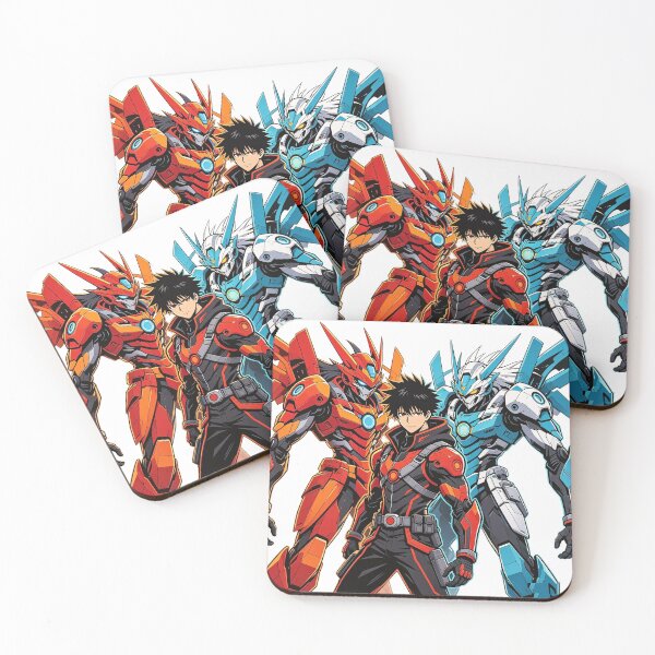 Item preview, Anime Hero with Orange & Blue Mecha Robots designed and sold by wojtas90.