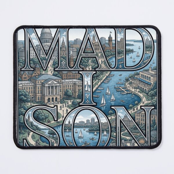 Item preview, Madison Lakeside Travel Typography Sticker designed and sold by Imaginarium of Chaos falcon88 .