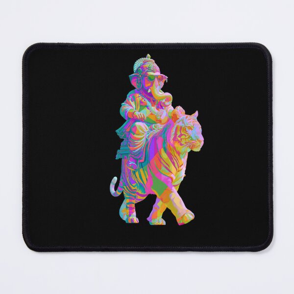 Item preview, Ganesha Riding Tiger Neon Psychedelic Pop Art designed and sold by PANNARUK THAILAND.