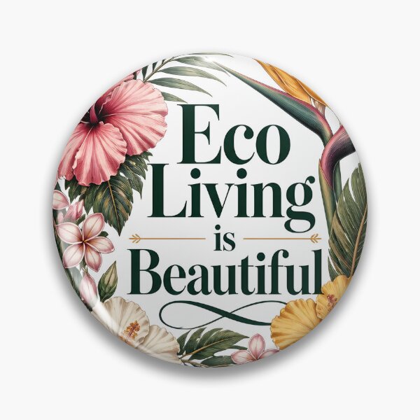 Item preview, Eco Living Is Beautiful Tropical Floral Typography designed and sold by Luna-Flow.