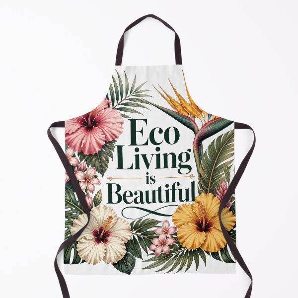 Item preview, Eco Living Is Beautiful Tropical Floral Typography designed and sold by Luna-Flow.