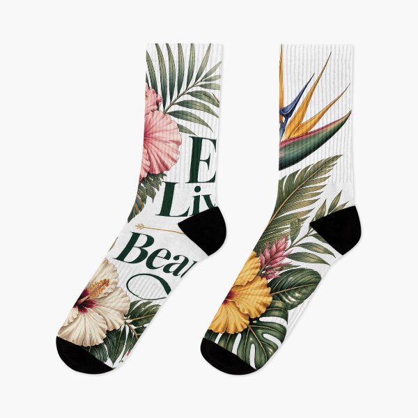 Item preview, Eco Living Is Beautiful Tropical Floral Typography designed and sold by Luna-Flow.