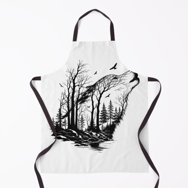 Item preview, Howling Wolf Silhouette Pine Forest Art designed and sold by ATMAS SHOP.