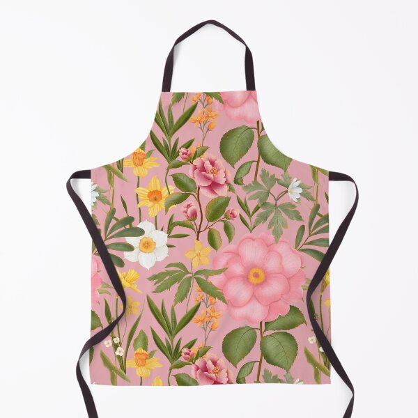 Item preview, Charming Colorful Spring Flowers On Pink Background. Pink camellias and roses, yellow and white daffodils designed and sold by Grin Katalina Floral Patterns & Cozy Art.