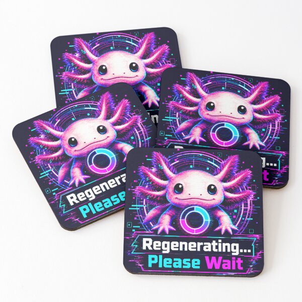 Item preview, Regenerating Please Wait – Neon Cyberpunk Axolotl designed and sold by StillWildink.