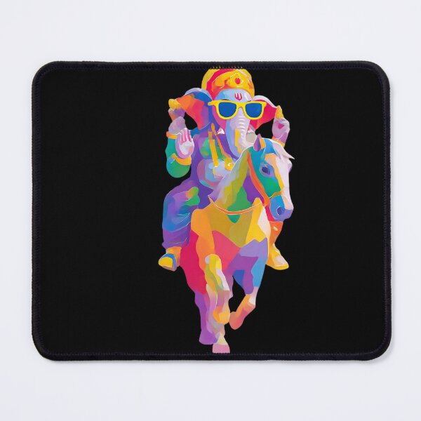 Item preview, Ganesha Riding Horse Neon Psychedelic Pop Art designed and sold by PANNARUK THAILAND.