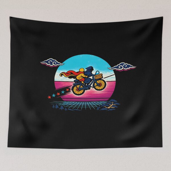 Item preview, Neon Retro Synthwave Ukiyo‑E Moon Flight designed and sold by KungPowUnicorn.