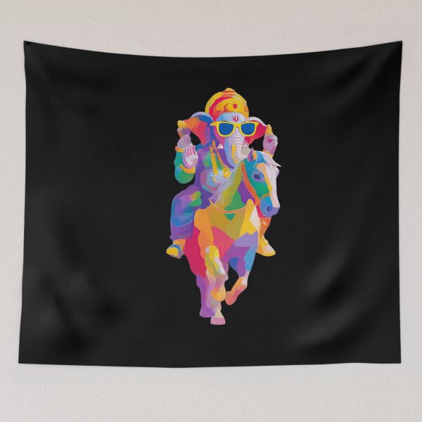 Item preview, Ganesha Riding Horse Neon Psychedelic Pop Art designed and sold by PANNARUK THAILAND.