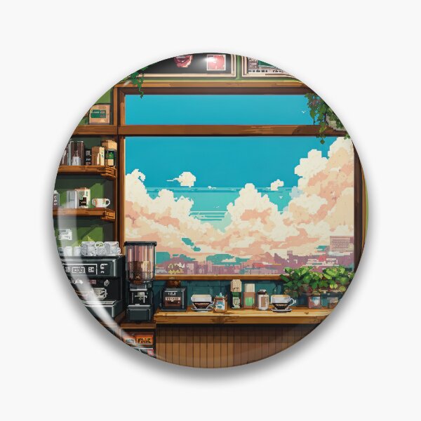 Item preview, Cozy Cafe Window Pixel art designed and sold by fredcomeaux8.