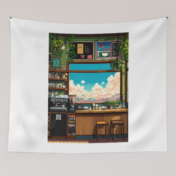 Item preview, Cozy Cafe Window Pixel art designed and sold by fredcomeaux8.