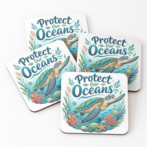 Item preview, Protect Our Oceans Sea Turtle Underwater Coral Reef Art designed and sold by Luna-Flow.