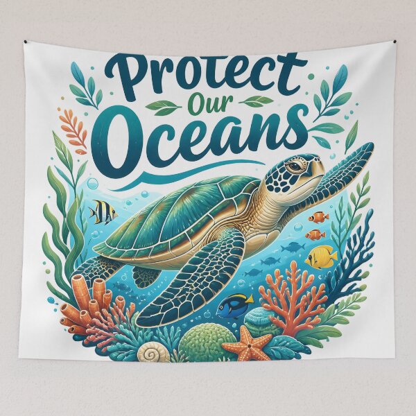 Item preview, Protect Our Oceans Sea Turtle Underwater Coral Reef Art designed and sold by Luna-Flow.