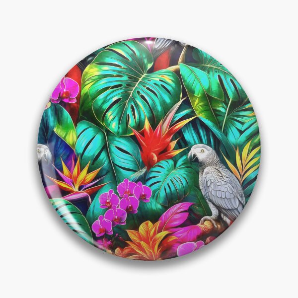 Item preview, Grey Parrot Jungle Dreams Seamless Surface Pattern designed and sold by taiche.