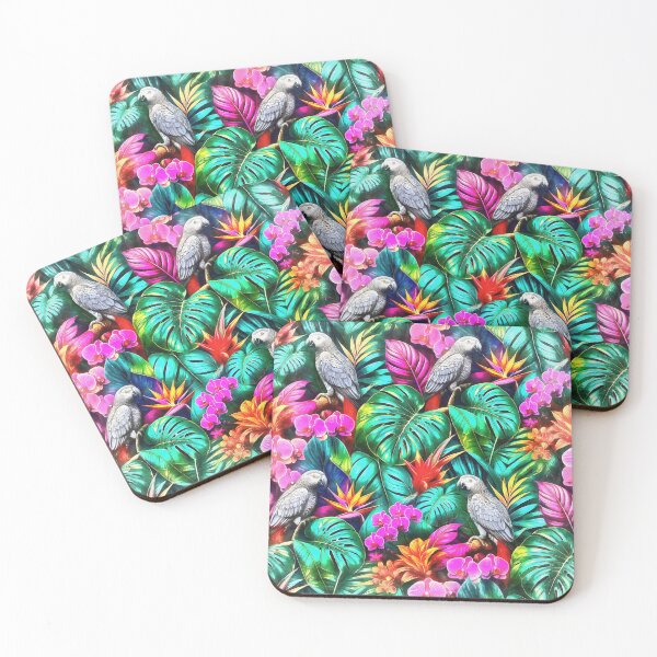Item preview, Grey Parrot Jungle Dreams Seamless Surface Pattern designed and sold by taiche.