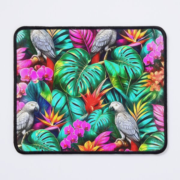 Item preview, Grey Parrot Jungle Dreams Seamless Surface Pattern designed and sold by taiche.