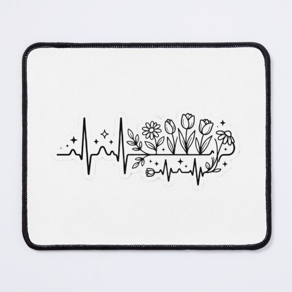 Item preview, Floral Heart Rhythm: Minimalist ECG Line Art Sticker designed and sold by SweetieMedArt.
