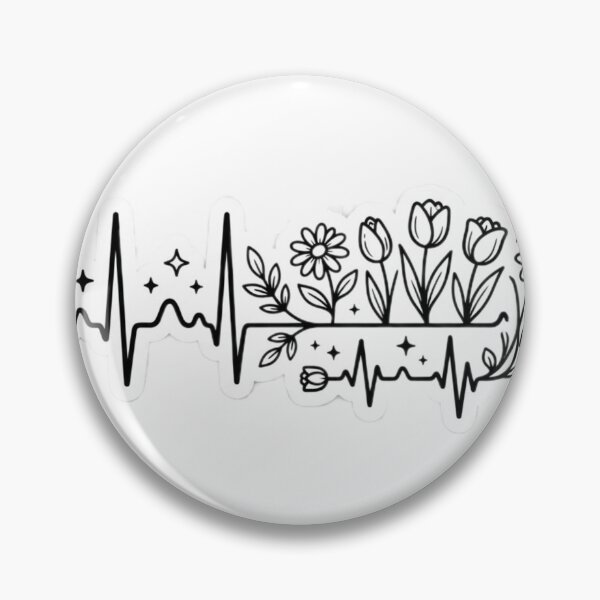 Item preview, Floral Heart Rhythm: Minimalist ECG Line Art Sticker designed and sold by SweetieMedArt.