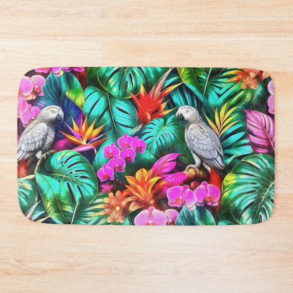 Item preview, Grey Parrot Jungle Dreams Seamless Surface Pattern designed and sold by taiche.