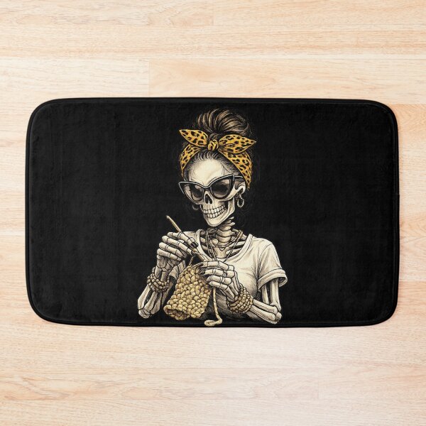 Item preview, Funny Crochet Skeleton Messy Bun Leopard Bow Hooking designed and sold by Ali-printshop.
