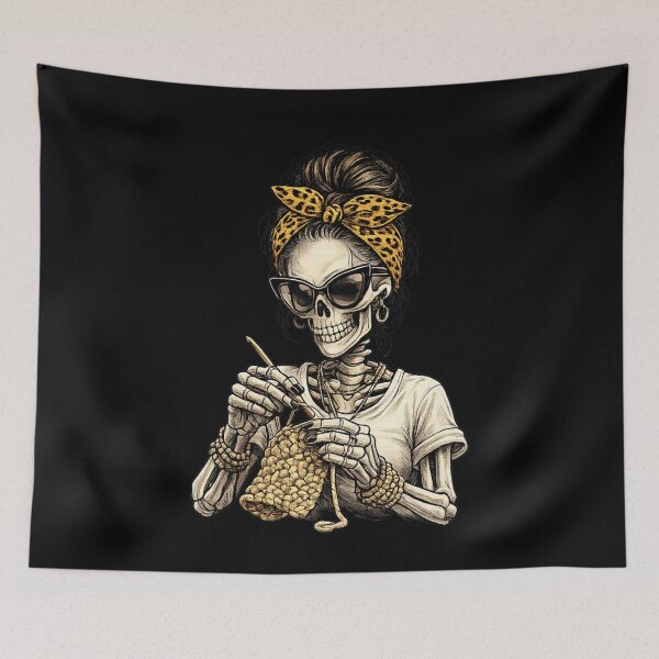 Item preview, Funny Crochet Skeleton Messy Bun Leopard Bow Hooking designed and sold by Ali-printshop.