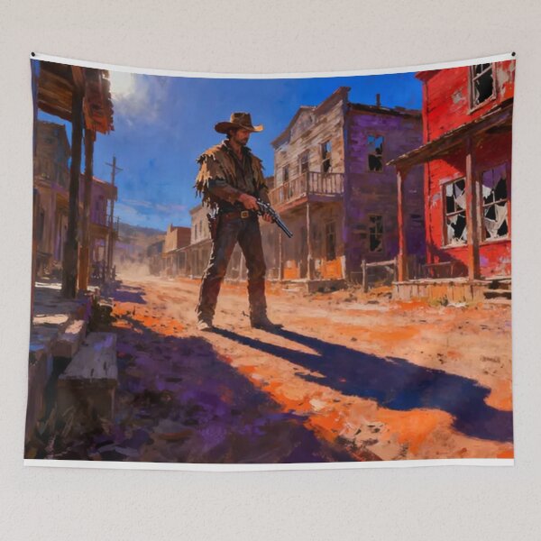 Item preview, Cowboy in Ghost Town Western Street Painting designed and sold by Pioneer Spirit Market.
