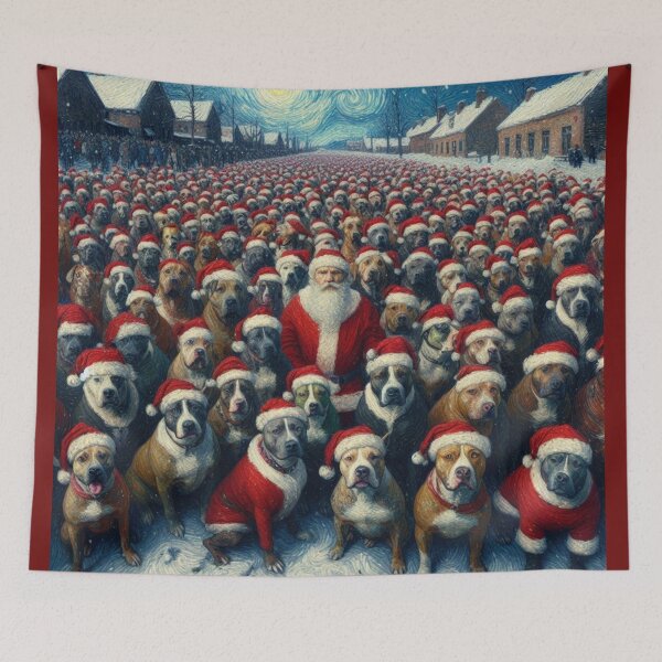 Item preview, Santa with Pitbulls designed and sold by 123ks.