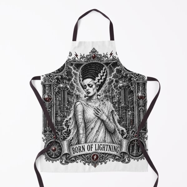 Item preview, Bride of Frankenstein Born of Lightning - Gothic Woodcut designed and sold by Riah Studio.