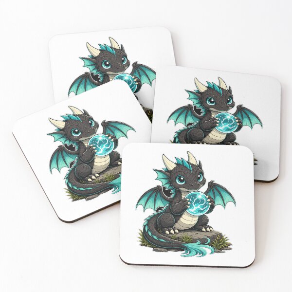Item preview, Cute Black Lightning Dragon with Magic Crystal designed and sold by Hatchling Hollow.