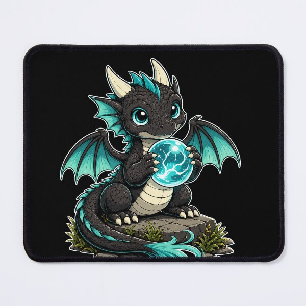 Item preview, Cute Black Lightning Dragon with Magic Crystal designed and sold by Hatchling Hollow.