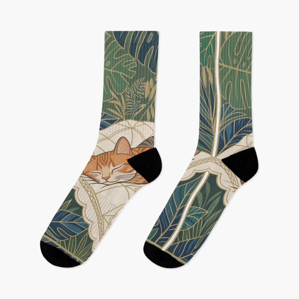 Item preview, Botanical Cat in Bed Art designed and sold by PrintivoraHub.