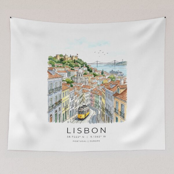 Item preview, Lisbon cityscape in watercolor style designed and sold by annejunker99.