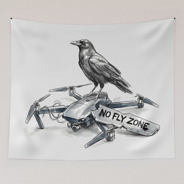 Item preview, No Fly Zone: Defiant Raven and Broken Drone Art designed and sold by SoulPT.