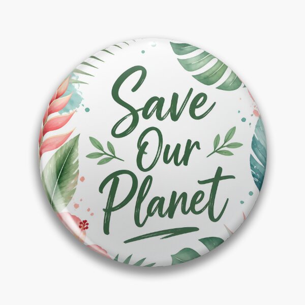 Item preview, Save Our Planet Tropical Floral Typography Eco Art designed and sold by Luna-Flow.