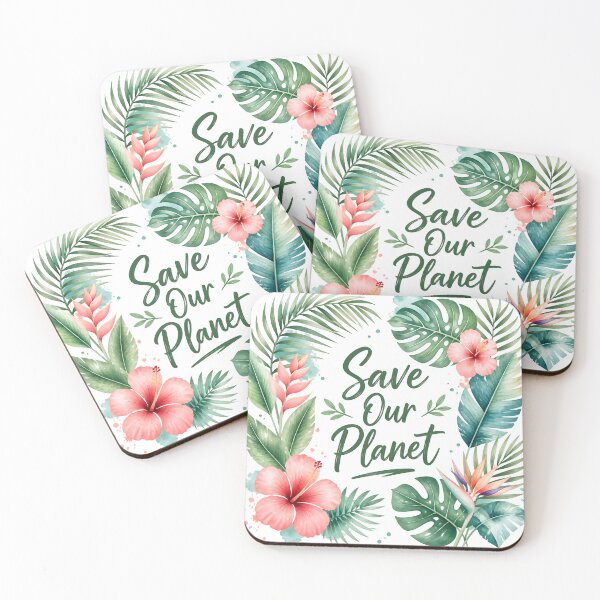 Item preview, Save Our Planet Tropical Floral Typography Eco Art designed and sold by Luna-Flow.