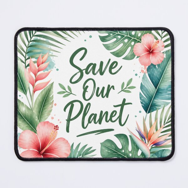 Item preview, Save Our Planet Tropical Floral Typography Eco Art designed and sold by Luna-Flow.