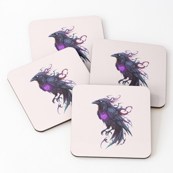 Item preview, Glow Neon Raven Gothic Mystical Bird - Dark Fantasy Art designed and sold by Exquisite Design Studio „Paculówka”.
