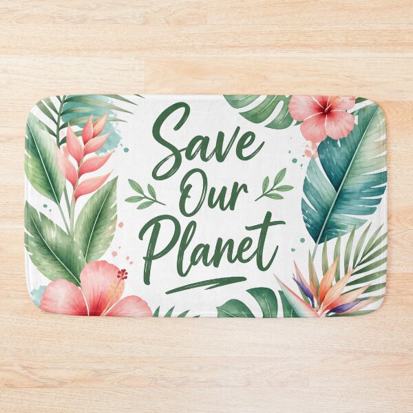 Item preview, Save Our Planet Tropical Floral Typography Eco Art designed and sold by Luna-Flow.