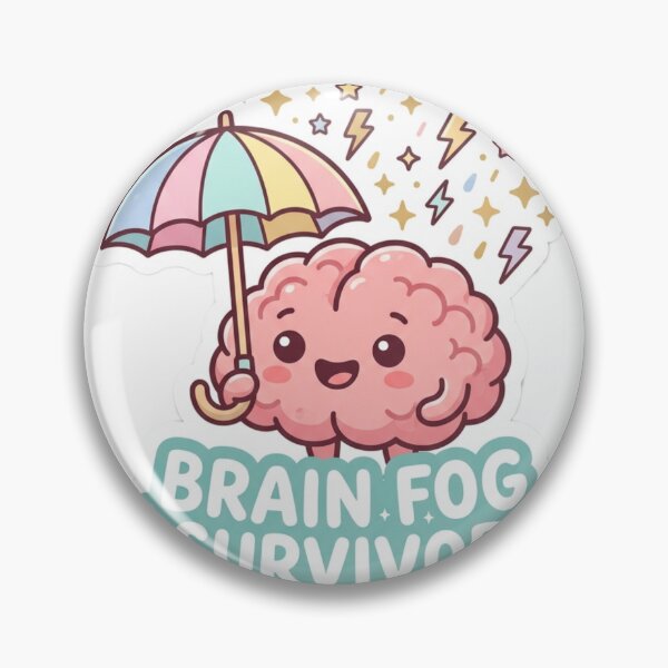 Item preview, Kawaii Brain Fog Survivor Mental Health Sticker with Pastel Umbrella and Sparkles designed and sold by SweetieMedArt.
