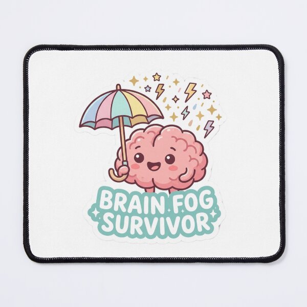 Item preview, Kawaii Brain Fog Survivor Mental Health Sticker with Pastel Umbrella and Sparkles designed and sold by SweetieMedArt.