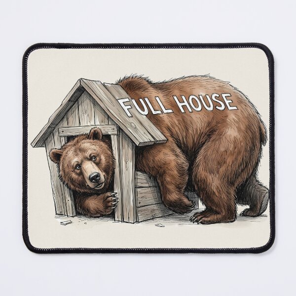 Item preview, Full House: Funny Big Bear in a Small Doghouse Art designed and sold by SoulPT.