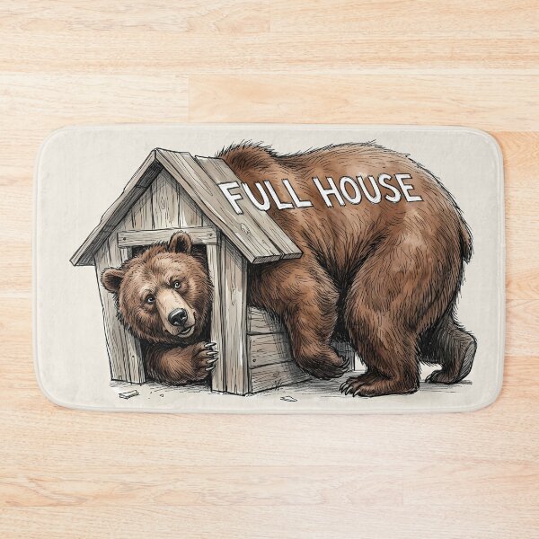 Item preview, Full House: Funny Big Bear in a Small Doghouse Art designed and sold by SoulPT.