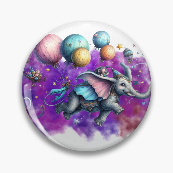 Item preview, Fairytale Elephant Flying with Colorful Balloons designed and sold by Szpaku desart .
